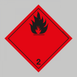 Farligt gods etikett: Klass 2.1 Gaser