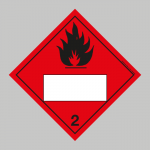 Farligt gods etikett: Klass 2.1 Gaser vit ruta