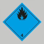 Farligt gods etikett: Klass 4.3 Ämnen som utvecklar brandfarlig gas vid kontakt med vatten