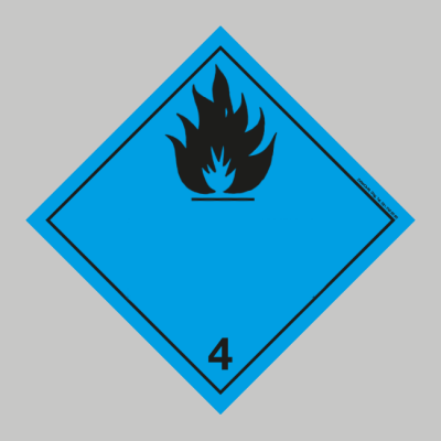 Klass 4.3 Ämnen som utvecklar brandfarlig gas vid kontakt med vatten utseende